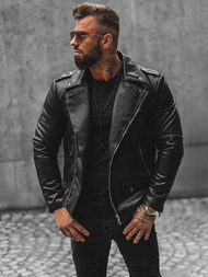 Kurtka skórzana męska ramoneska czarna OZONEE JS/11Z8014