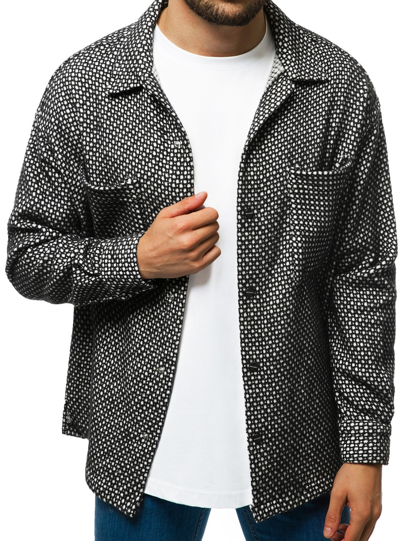 Сорочка чоловіча Чорно-Бiла OZONEE MACH/G807Z