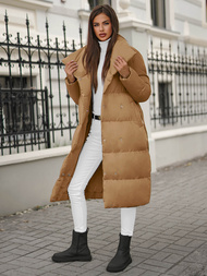 Płaszcz zimowy damski camelowy OZONEE JS/M737/84Z