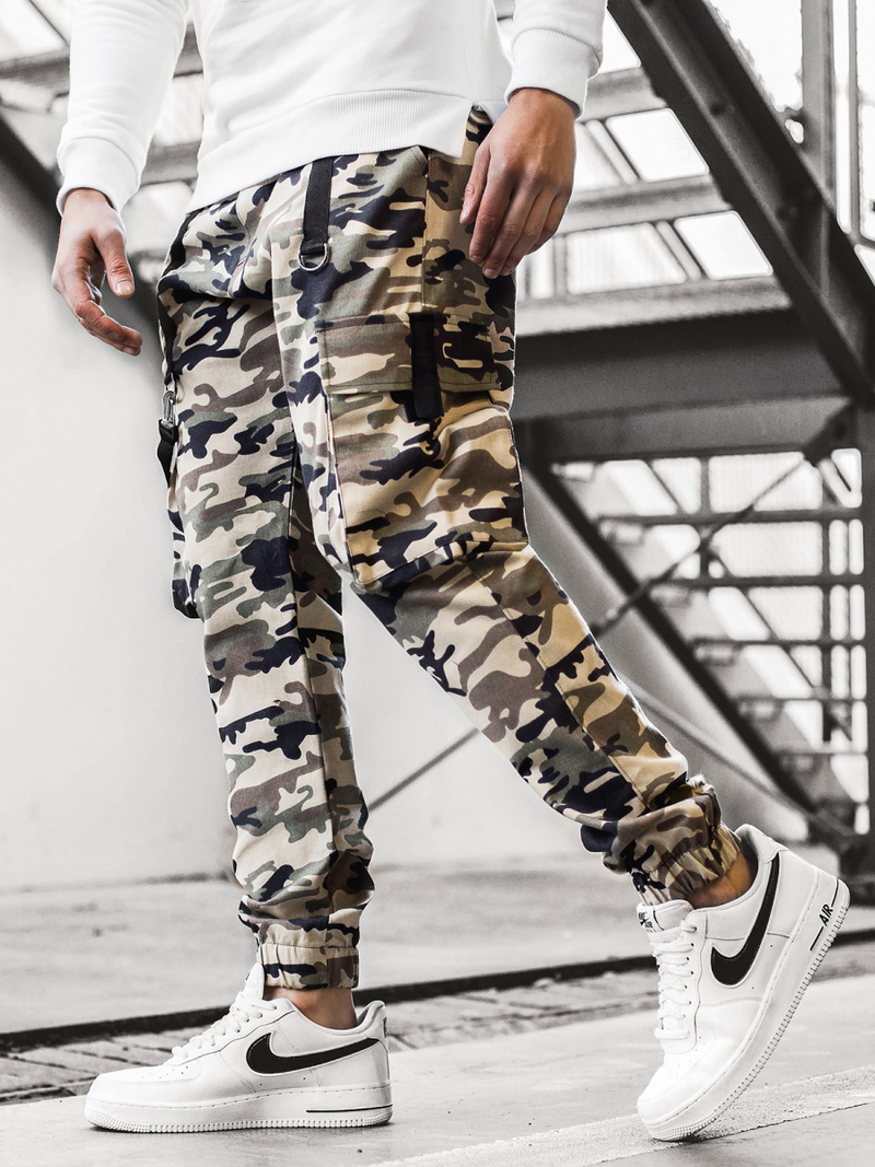 Spodnie męskie chino joggery moro-beżowe OZONEE O/11106