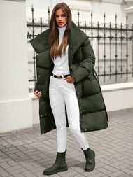 Płaszcz zimowy damski ciemno-zielony OZONEE JS/M737/136Z