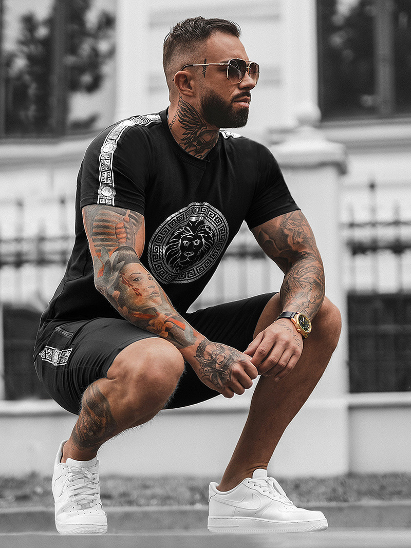 Komplet dresowy męski czarno-srebrny OZONEE O/HM788Z