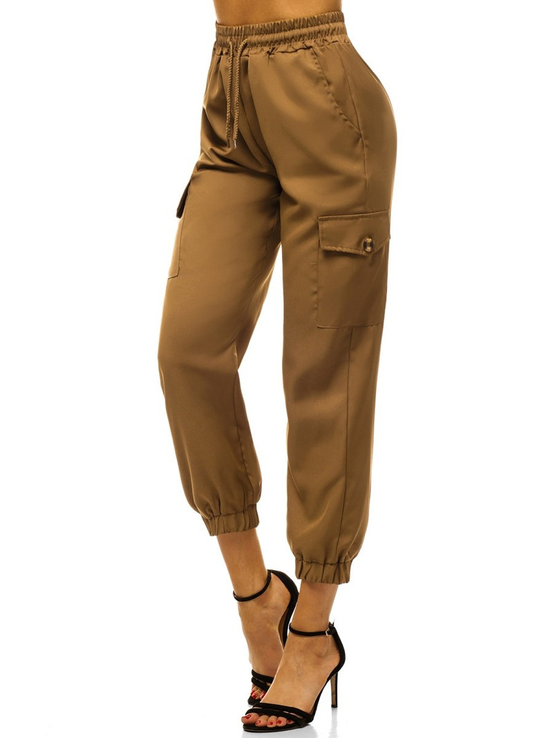 Spodnie damskie joggersy camelowe OZONEE O/HM006