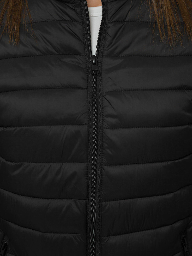 Kurtka przejściowa damska pikowana czarna OZONEE JS/M20311/392