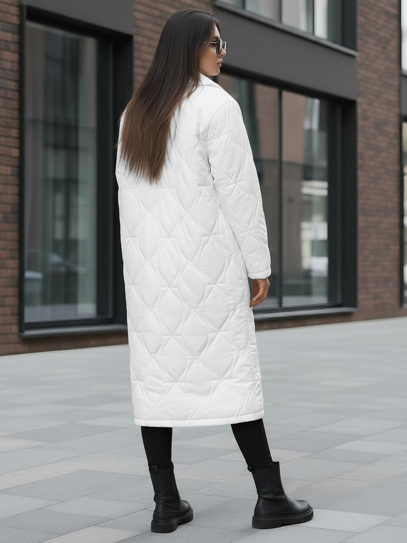 Płaszcz zimowy damski pikowany biały OZONEE JS/5M3177/281Z