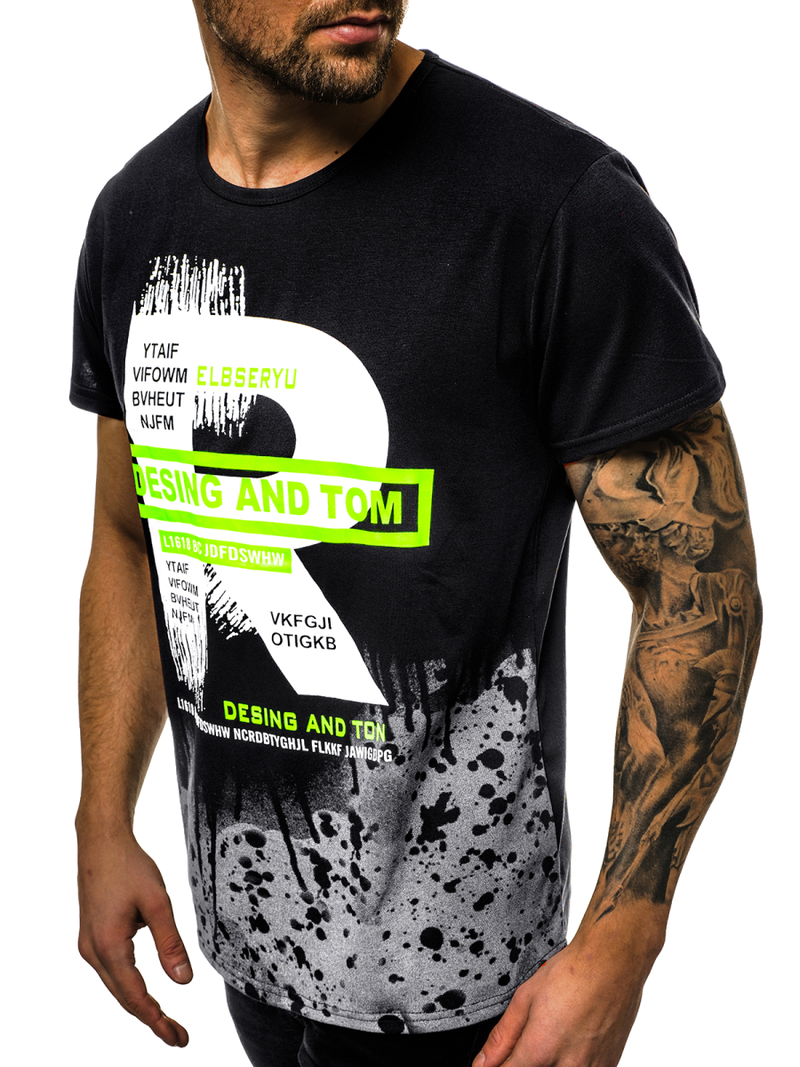 T-Shirt męski czarny OZONEE JS/KS1945