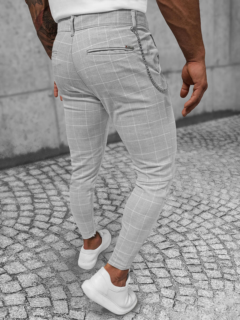 Spodnie męskie chino materiałowe szare OZONEE DJ/550171