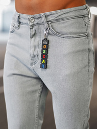 Spodnie jeansowe joggery męskie szare OZONEE DO/6108/3