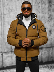 Kurtka zimowa męska pikowana camelowa OZONEE JS/84M3029/84