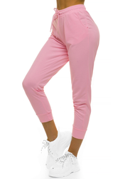 Spodnie dresowe damskie jasnoróżowe OZONEE O/MB2002/21