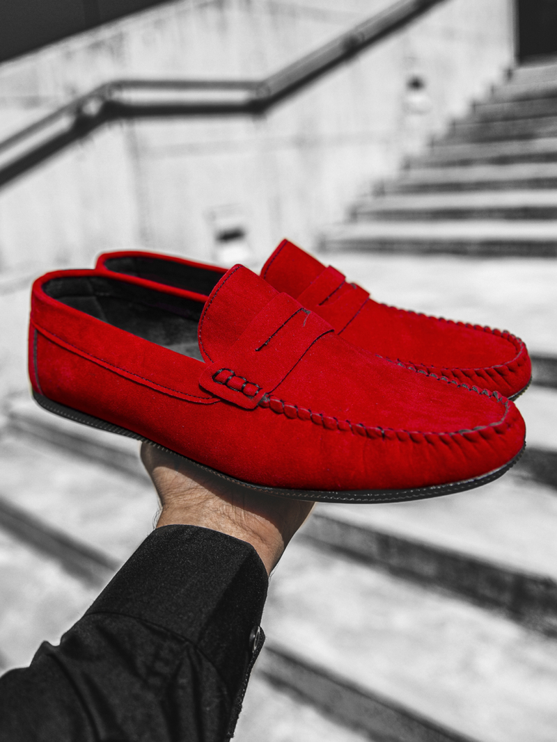 Buty męskie slip on czerwone t/125