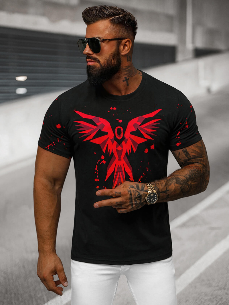 T-shirt męski czarny OZONEE O/T109/3Z