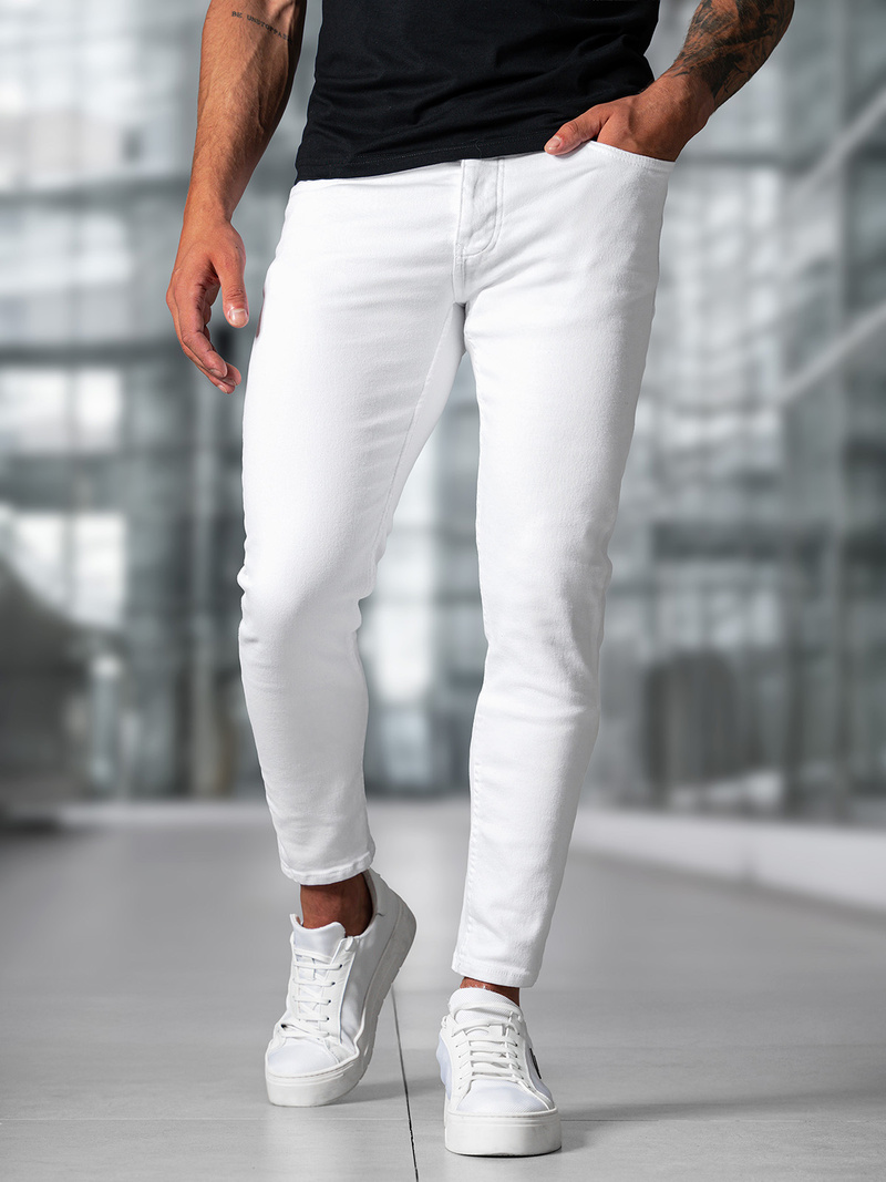 Spodnie jeansowe męskie slim fit białe OZONEE E/5348/01Z