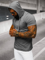 T-shirt męski z kapturem grafitowy OZONEE JS/8T89/5