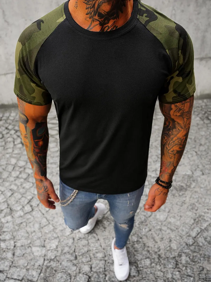 T-shirt męski czarny-moro OZONEE JS/8T82/5