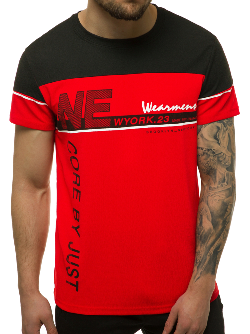 T-Shirt męski czerwony OZONEE JS/SS11002Z