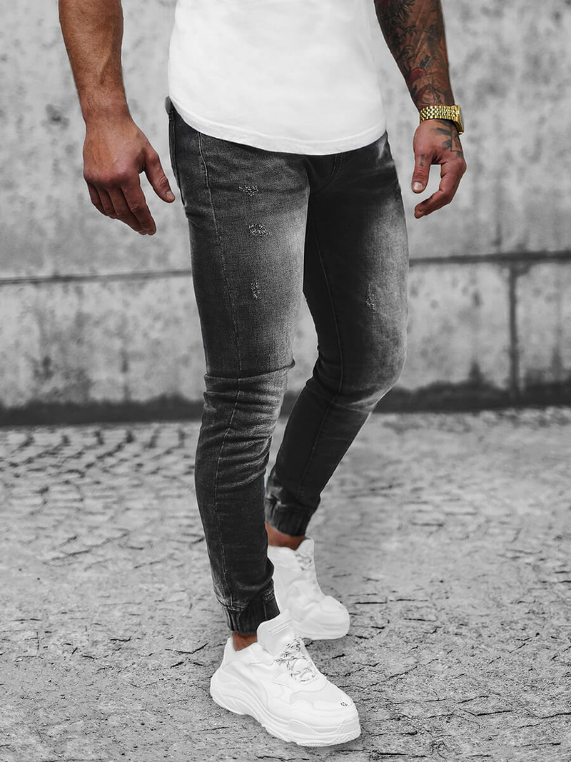 Spodnie jeansowe joggery męskie czarne OZONEE NB/MP0053/2NZ
