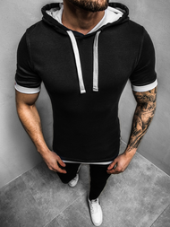 T-Shirt z kapturem męski czarno-biały OZONEE O/1273Z