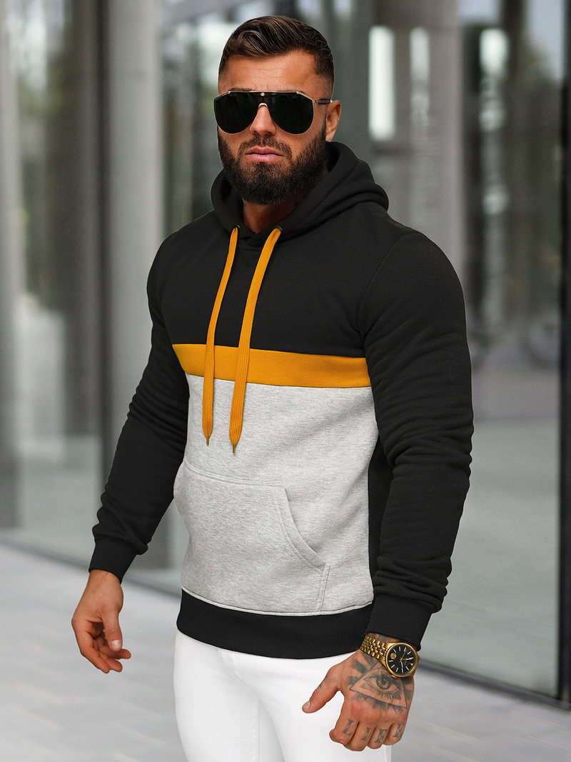 Bluza z kapturem męska czarna OZONEE JS/8B1319/3