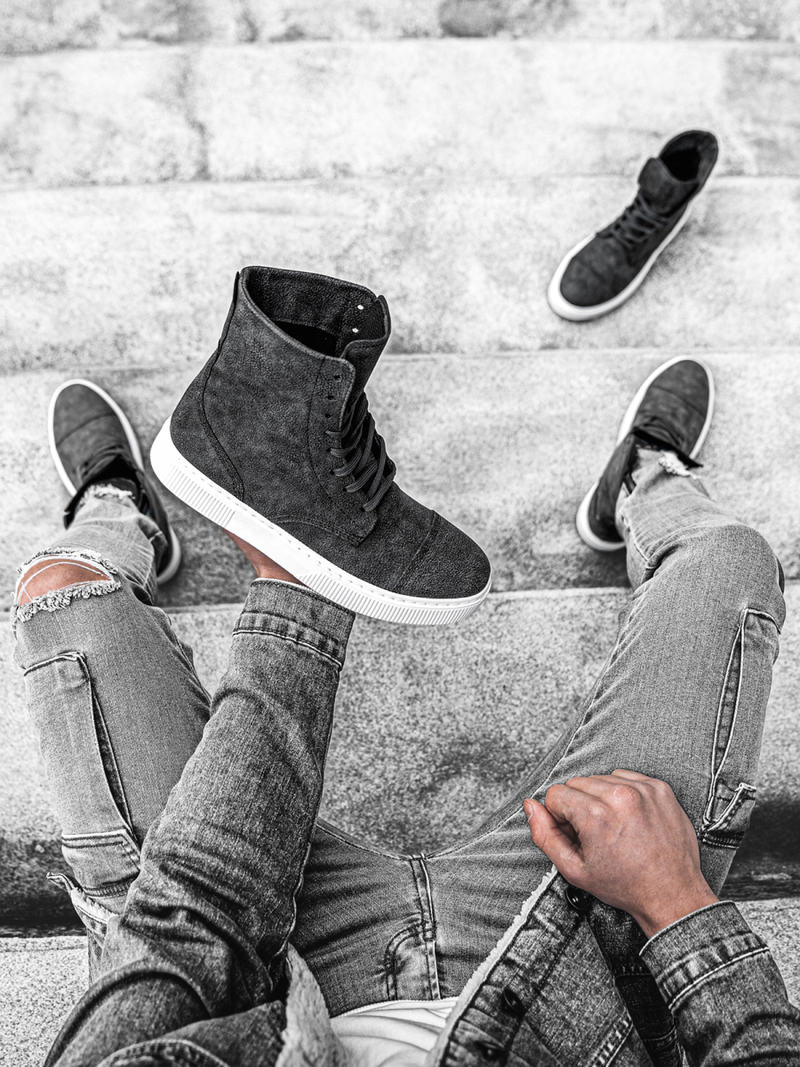 Снікерси високі Темно-сірі OZONEE KN/022