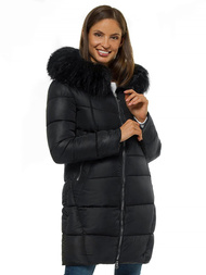 Kurtka zimowa damska parka z futerkiem czarna OZONEE O/SW028/1