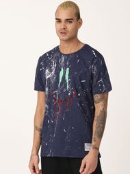 T-Shirt męski z nadrukiem granatowy OZONEE MR/21551