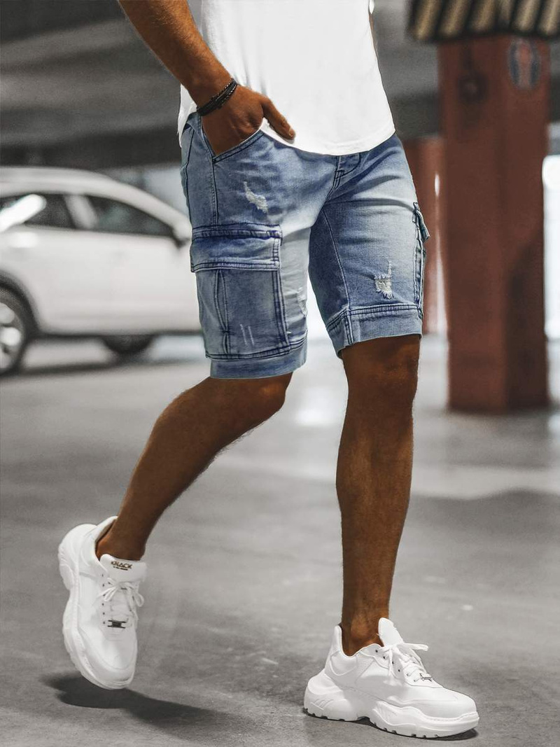 Spodenki męskie jeansowe jasnoniebieskie OZONEE NB/MP0039BCZ