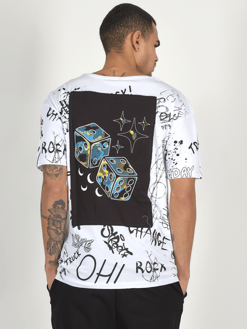 T-Shirt męski z nadrukiem biały OZONEE MR/21530