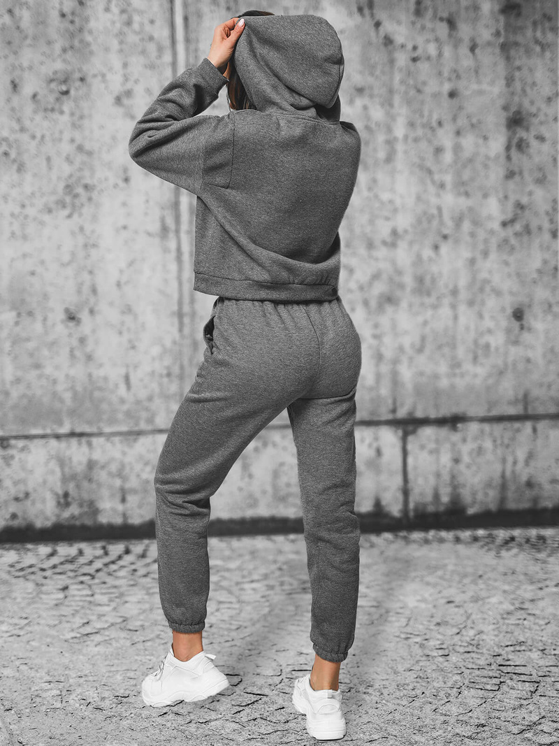 Komplet dresowy dwuczęściowy damski grafitowy OZONEE JS/8C69/5