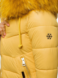 Kurtka zimowa damska parka z futerkiem jasno-camelowa OZONEE O/SW028/46