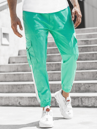 Spodnie męskie chino joggery miętowe OZONEE DJ/5580