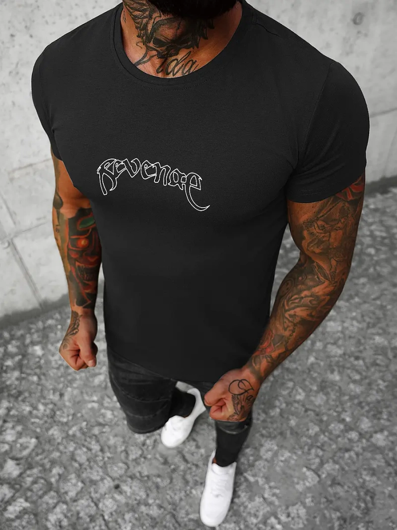 T-Shirt męski czarny OZONEE O/T108/3