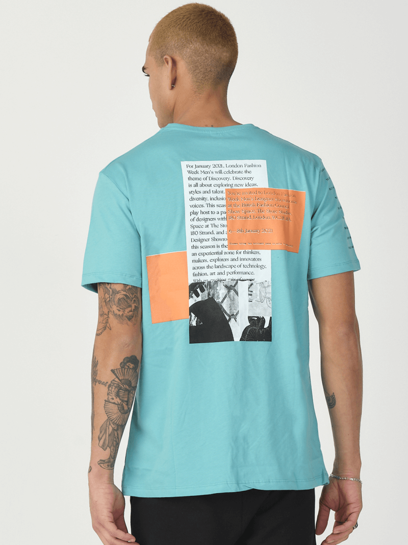 T-Shirt męski z nadrukiem miętowy OZONEE MR/21516