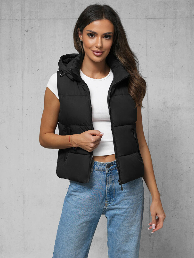 Стьобаний жіночий жилет Чорна OZONEE JS/16M9112/392