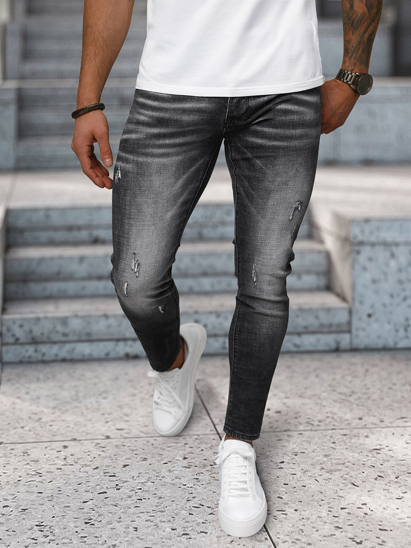 Spodnie jeansowe męskie slim fit czarne OZONEE NB/MP0070N