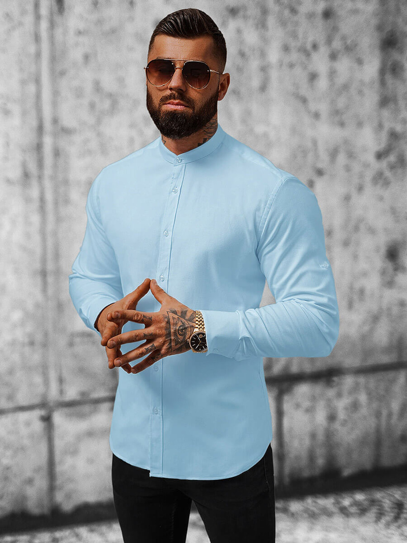 Класична сорочка чоловіча Блакитна OZONEE O/V36