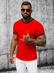 T-shirt męski czerwony OZONEE JS/8T83/18Z