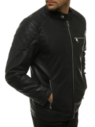 Шкiряна куртка чоловіча Чорна OZONEE JB/JP1151