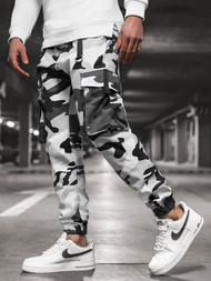 Spodnie męskie chino joggery czarno-białe OZONEE O/11106