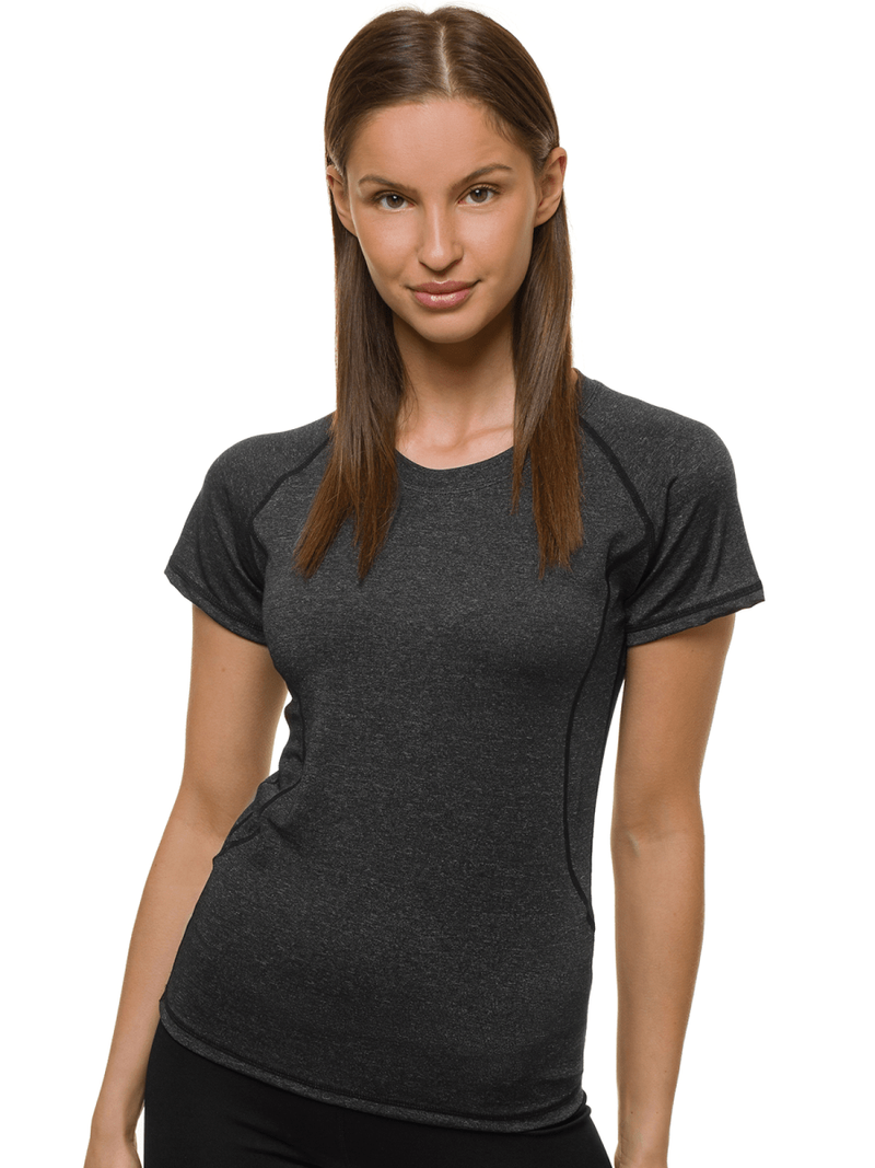 T-Shirt damski bez nadruku grafitowy OZONEE JS/A2158