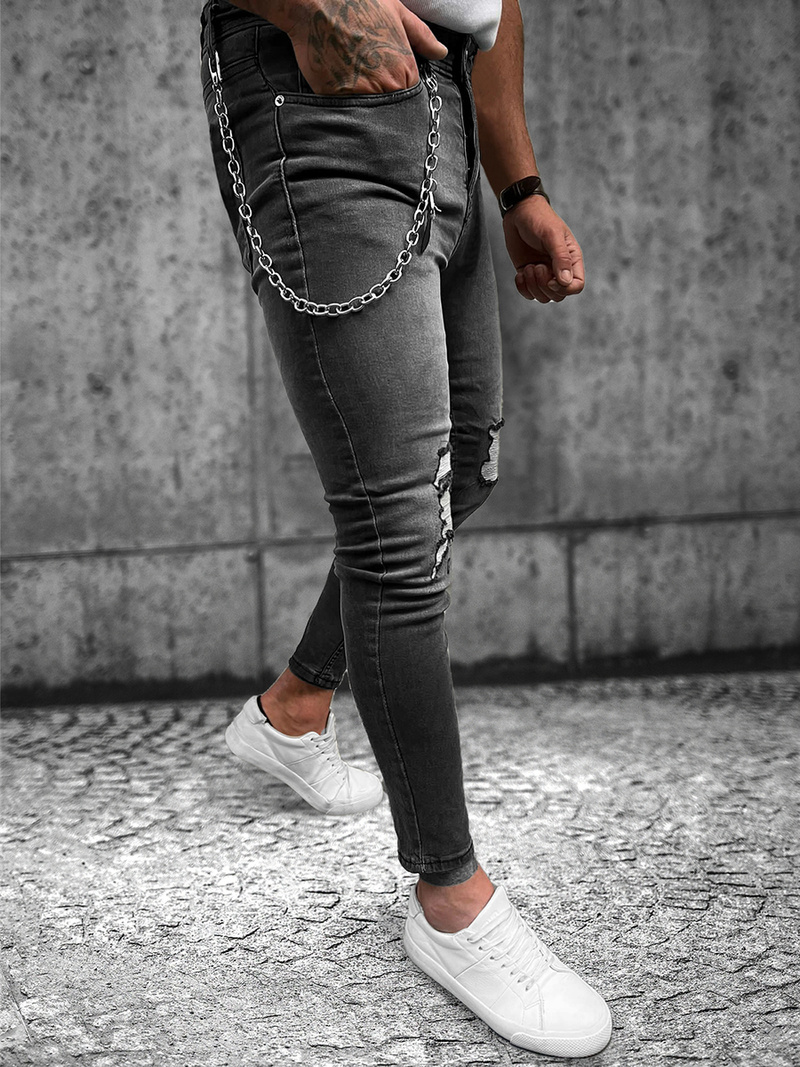 Spodnie jeansowe męskie szare OZONEE O/262SP