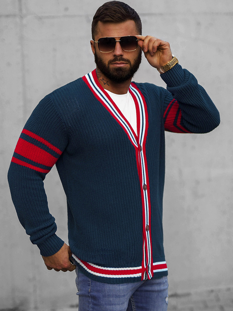 Sweter męski kardigan granatowy OZONEE O/H9600