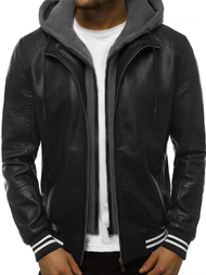 Kurtka skórzana męska czarna OZONEE JB/JP1133