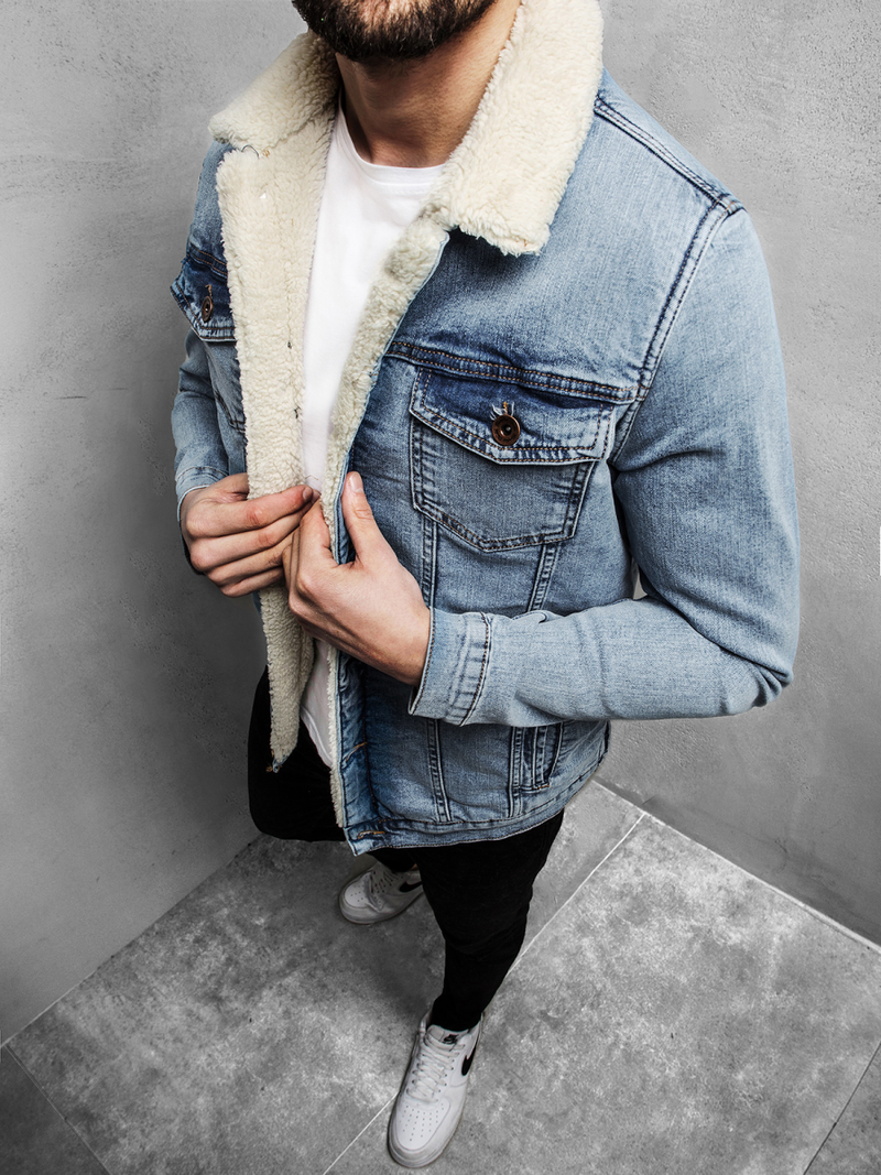 Kurtka męska jeans jasno-niebieska OZONEE BN/5940Z