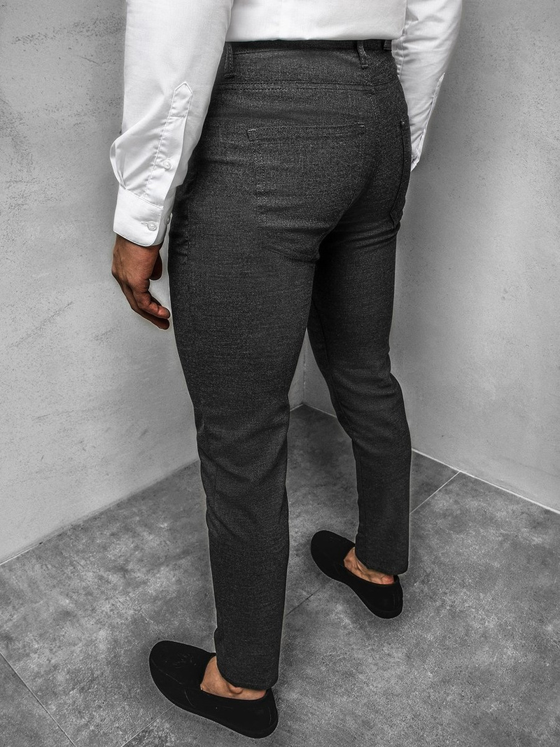 Spodnie męskie chino materiałowe grafitowe OZONEE DJ/5612