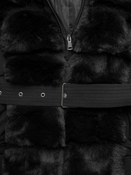 Kurtka zimowa damska długa z futerkiem czarna OZONEE JS/11Z8096