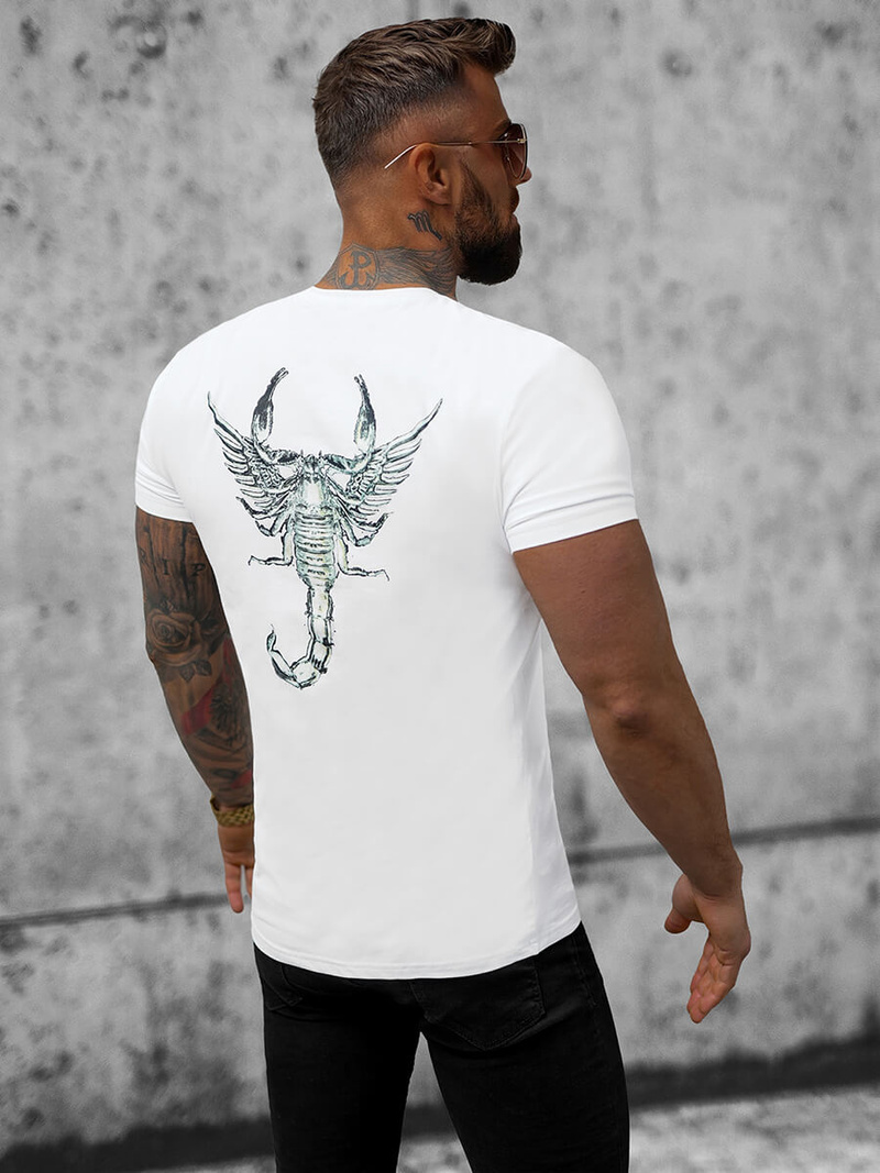 T-shirt męski slim fit biały OZONEE NB/MT3057