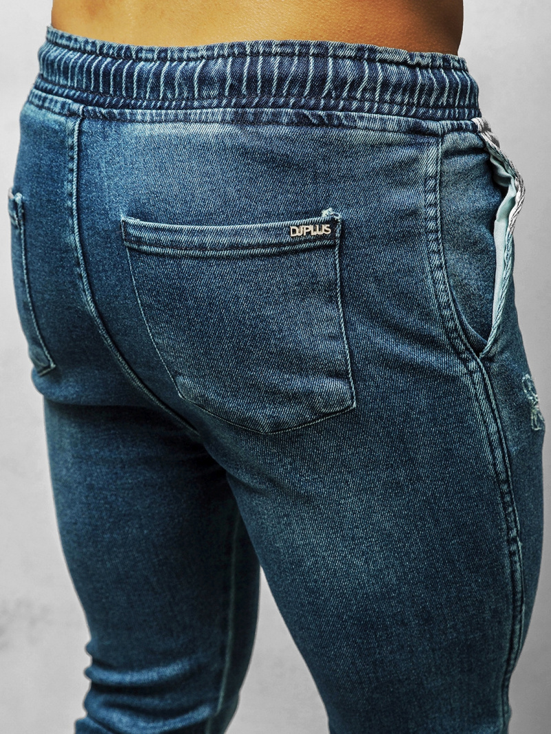 Spodnie jeansowe joggery męskie niebieskie OZONEE DJ/5672
