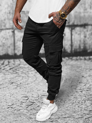 Spodnie męskie chino joggery czarne OZONEE NB/MP0208N