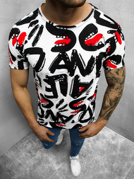 T-Shirt męski z nadrukiem biało-czarny OZONEE O/BL53